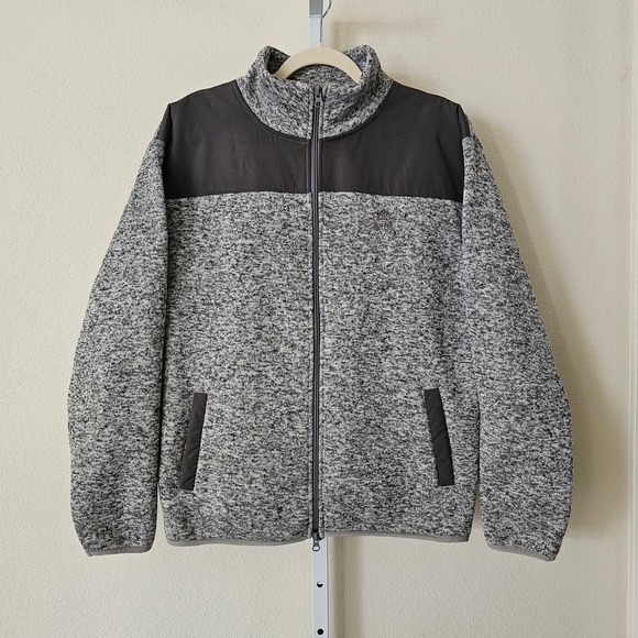 THE DUFFER OF ST GEORGE Men's Gray & White Puffer Knit Combination Jacket Sz L